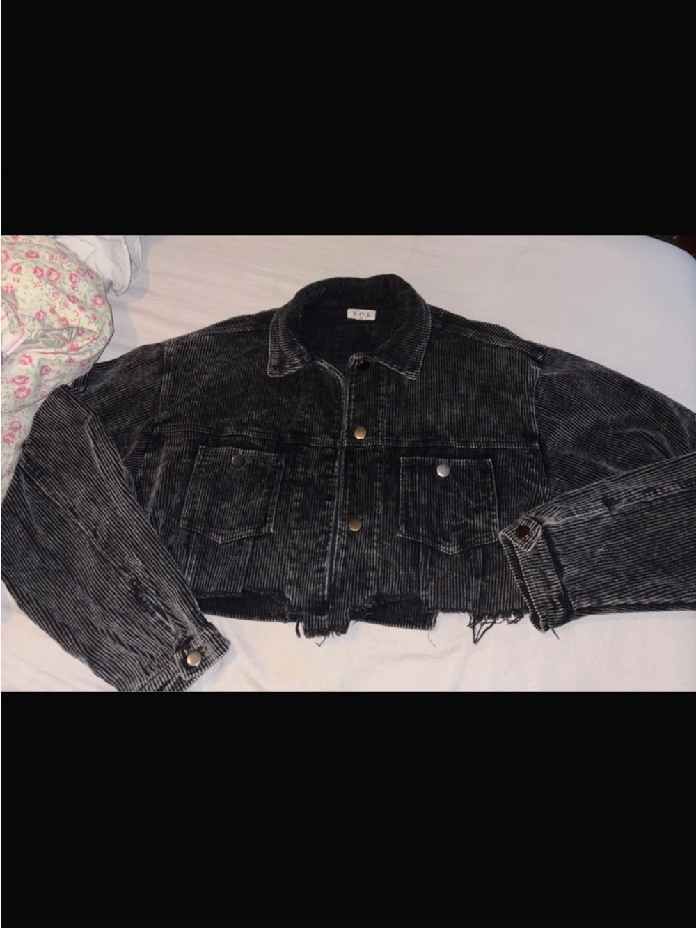 POL Cropped Black Corduroy Jacket